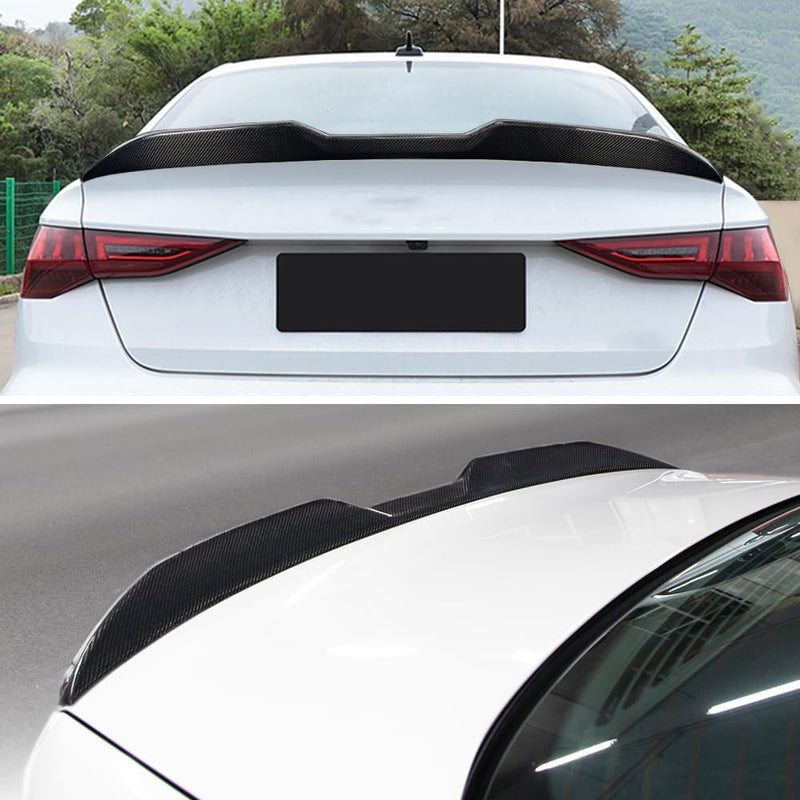 AeroBon Real Carbon Fiber Trunk Spoiler Compatible with 2021-2024 Audi A3 S3 RS3 (8Y) Sedan Spoiler (MP Style)