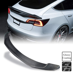 AeroBon Carbon Fiber Rear Spoiler Wing Compatible with 2017-21 Tesla Model 3 Sedan, Big-Type